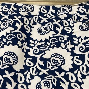 Talbots navy /white side zipper with a bot to crochet lace on both sides.